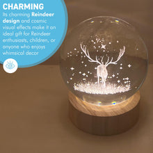 Load image into Gallery viewer, 3D Crystal Ball Night Light USB Lamp, Ludosphere Reindeer Design, Perfect for Home Decor, Gifts, and Mood Lighting