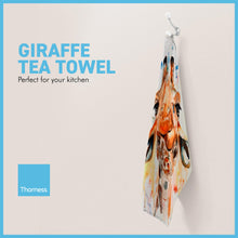 Load image into Gallery viewer, Giraffe Tea Towel | 100% Cotton | Large kitchen towel for drying| Hand towel with Giraffe | Giraffe themed gift | Animal house Gift | Cotton tea towel | 70 cm x 50 cm

