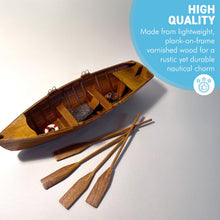 Load image into Gallery viewer, Rowing Skiff Ornament in varnished wood, Classic Rowing Skiff Ornament, Boating Gift