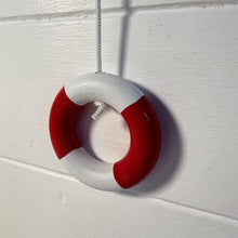Load image into Gallery viewer, Red and white life ring light Pulls | Lifebuoy light pull | Nautical Theme Wooden Cord Pull Light Pulls