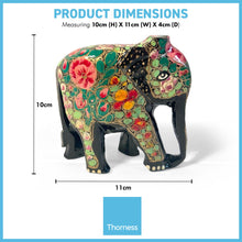 Load image into Gallery viewer, BLACK, GREEN AND PINK PAPER MACHE ELEPHANT ORNAMENT | Animal Decoration | Wildlife Sculpture | Paper Mache Animal | Multi Coloured| Home Decor | Elephants represent Good Luck