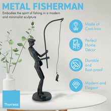 Load image into Gallery viewer, METAL FISHERMAN FIGURINE ORNAMENT | Fishermen | Fisherman Statue |Fishing Gift | Contemporary Ornament | Angler | Modern Minimalist sculpture