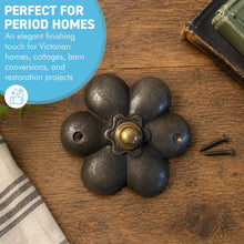 Load image into Gallery viewer, Victorian Flower Cast Iron Door Bell Push – Antique Style Traditional 90mm Entrance Hardware