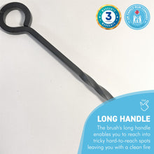 Load image into Gallery viewer, Cast iron FIREPLACE BLACK HEARTH BRUSH with eye ring handle | 47cm long | Stylish twisted design handle | fireside tools fire brush | Suffolk Brush | for Outdoor Fire Pit Campfires Indoor Fireplace