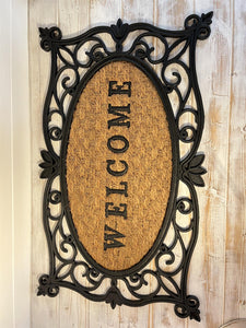 Rubber backed Coir Welcome Rectangle Door Mat 30cm x 45cm | Outdoor or Indoor use | doormat | non slip
