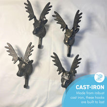 Load image into Gallery viewer, Set of 4 Wall-Mounted Cast Iron Deer Head Hook for Hats, Coats ,Durable and Stylish