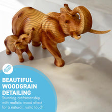 Load image into Gallery viewer, Wood Effect Elephant and Calf Decorative Ornament - Wildlife Home Accessory Gift for Living Room