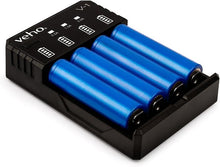 Load image into Gallery viewer, Charge Smarter Anywhere – Veho V-1 Universal 4-Slot USB Li-Ion Battery Charger with Advanced Protection