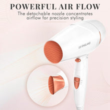 Load image into Gallery viewer, Travel Hairdryer for Women Lightweight UK 1800 Watts - Folding Portable Travel Hair Dryer for Women - Rose Gold Small Compact Blow Dryer Lightweight with Adjustable Speed &amp; Cool Shot by Lily England
