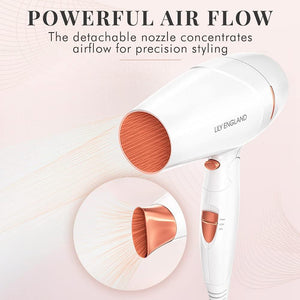Travel Hairdryer for Women Lightweight UK 1800 Watts - Folding Portable Travel Hair Dryer for Women - Rose Gold Small Compact Blow Dryer Lightweight with Adjustable Speed & Cool Shot by Lily England