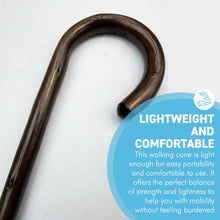 Load image into Gallery viewer, 92cm Green Chestnut wooden Walking Cane, lightweight mobility aid with rubber ferrule for enhanced stability and comfort