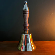 Load image into Gallery viewer, Elegant 18cm Aluminium Library Hand Bell with Antique Brass Finish and Wooden Handle