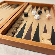 Load image into Gallery viewer, WOODEN INLAID BACKGAMMON SET 30cm x 18cm| Classic Strategy Board Game | Wooden playing pieces and dice | Inlaid playing board | back gammon| Backgamon | Magnetic closure
