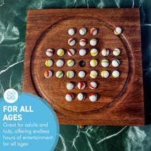 Load image into Gallery viewer, Wooden Solitaire with Drawer for Old glory Marbles | Travel Games | Strategic & Traditional Games | Perfect for Adults & Family Fun