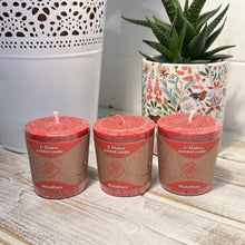 Load image into Gallery viewer, Set of 3 Root (Red) - Chakra Candles  | Standing at about 4.5 centimetres tall (1.75 inches), emanates an aura of rustic charm, invoking the essence of the earth itself.