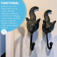 Load image into Gallery viewer, Set of Two Sturdy Wall Mounted Cast Iron Fox Head Hook Hanger for Hat, Coat, Clothes - Ideal for Kitchen, Bathroom, Bedroom, Office