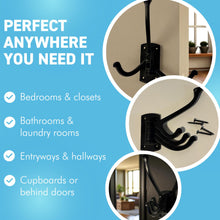 Load image into Gallery viewer, Four-way Folding Coat Hook | Black Swivel Hook