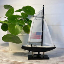 Load image into Gallery viewer, Americas Cup Model Yacht - USA 67 | Sailing | Yacht | Boats | Models | Sailing Nautical Gift | Sailing Ornaments | Yacht on Stand | 23cm (H) x 16cm (L) x 3cm (W)