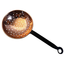 Load image into Gallery viewer, Large Decorative Copper Strainer & Skimmer Antique Farmhouse Décor, Slotted Copper Scoop for Hanging Kitchen Display, Vintage Style