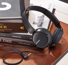 Load image into Gallery viewer, Sony Black MDR-ZX110 Overhead Headphones | Unique inside-folding design | 1.2m long cord | 30 mm dome drivers for balanced sound