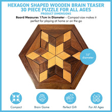 Load image into Gallery viewer, Challenging 30-Piece Hexagon-Shaped Wooden Brain Teaser Puzzle for All Ages, Fun and Educational Mind Game