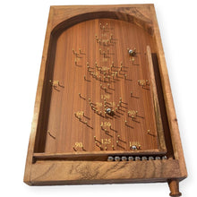 Load image into Gallery viewer, Classic vintage style TABLETOP PINBALL BAGATELLE GAME 40cm x 25cm, Spring plunger with brass pins and steel balls, Shesham Rose wood board, vintage traditional pub game