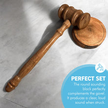Load image into Gallery viewer, Full-Size Auctioneer's Wooden Gavel and Block - Ideal for Judges, Lawyers, Auctions, Courts, Companies, and Students