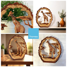 Load image into Gallery viewer, MAJESTIC GIRAFFE IN WOOD EFFECT RESIN |Ornaments for The Home | Home Accessories | Animal Lover Gift Birthday Friendship Gifts | Wildlife Lover Gift| Ornaments | GIRAFFE | 17.5cm (L) x 21cm (H) x 4.5cm (D)
