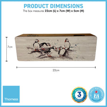 Load image into Gallery viewer, PUFFIN GROUP TRINKET BOX | Wooden box with group of Puffins | Trinket storage box | Puffin themed gift | Beach Gift | 22cm (L) x 7cm (W) x 5cm (H)