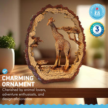 Load image into Gallery viewer, MAJESTIC GIRAFFE IN WOOD EFFECT RESIN |Ornaments for The Home | Home Accessories | Animal Lover Gift Birthday Friendship Gifts | Wildlife Lover Gift| Ornaments | GIRAFFE | 17.5cm (L) x 21cm (H) x 4.5cm (D)