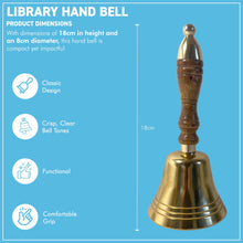 Load image into Gallery viewer, Elegant 18cm Aluminium Library Hand Bell with Antique Brass Finish and Wooden Handle