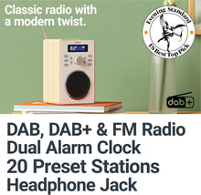 Load image into Gallery viewer, DAB/DAB+ Digital Radio | Solid Wood Cabinet | Kitchen &amp; Bedside FM Radio with 20 Presets, Dual Alarm &amp; Snooze Function | LED Display &amp; 3.5mm Jack | MAJORITY Barton (Oak)
