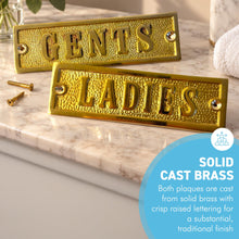 Load image into Gallery viewer, The Polished Brass Ladies & Gents Signs – A Matching Pair of Cast Brass Toilet Door Plaques