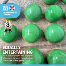 Load image into Gallery viewer, 30cm Diameter MANGO WOOD SOLITAIRE BOARD GAME with Pea Green Glass Marbles | |classic wooden solitaire game | strategy board game | family board game | games for one | board games