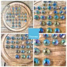 Load image into Gallery viewer, 30cm mango wood solitaire board game with soap bubble glass marbles