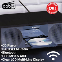 Load image into Gallery viewer, DAB500 CD Player, FM and DAB+ Digital Radio | Bluetooth, Mains Powered, Stereo Speakers, USB, MP3, AUX, Headphone Jack, Custom EQ, Remote Control | Oakcastle DAB Radio and CD-Player | Radio CD Player