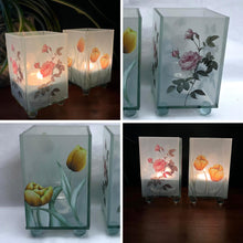 Load image into Gallery viewer, Set of 2 Floral Glass Votive Candle Holders, Yellow tulip and Rose, Decorative Accent for Warm Ambiance, Ideal for Home Decor, Gifts & Special Occasions