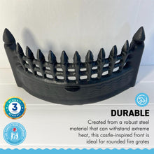 Load image into Gallery viewer, 16 Inch Castle Fire Front Fret Matt Black | Large Cast Iron Sturdy Fireplace Accessory