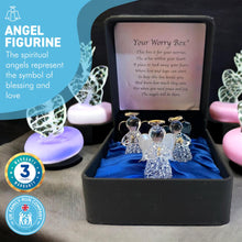 Load image into Gallery viewer, Angels worry box | Mindfulness box | Spiritual gifts | |mental health | guardian angel worry box for your loved ones | Includes 3 glass worry angels with gilded wings | Gift Packaged | Grief Gifts | Angel gifts
