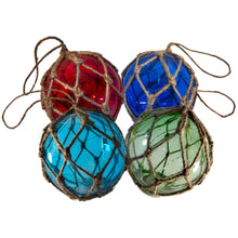 Load image into Gallery viewer, Set of 4 Glass Fishing Buoys Tiki Bar Lights with LED Lights, Nautical-Style Ornaments for Home Decor