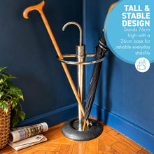 Load image into Gallery viewer, The 1930s-Style Umbrella Stand – Distressed Chrome with a Black Base