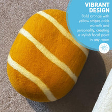 Load image into Gallery viewer, Handmade Orange Wool Felt Pouf, 100% Pure Wool Ottoman, 40cm Seat Cushion for Modern Stylish Home Decor