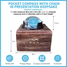 Load image into Gallery viewer, Floating Brass Compass Paperweight in wooden presentation box