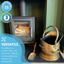 Load image into Gallery viewer, 28cm(h) Antique copper finish COAL BUCKET | scuttle | hod | BUILT IN 30CM SHOVEL | Fireside accessory | log store | fireplace