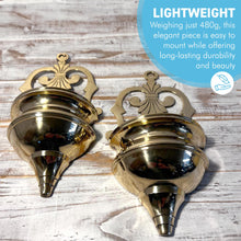 Load image into Gallery viewer, Brass Wall Planters, 2 x Wall Sconce Planters for indoor or outdoor use