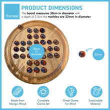Load image into Gallery viewer, 30cm Diameter WOODEN SOLITAIRE BOARD GAME with FUNFAIR GLASS MARBLES | classic wooden solitaire game | strategy board game | family board game | games for one | board games