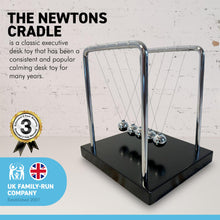 Load image into Gallery viewer, NEWTONS CRADLE Desk Gadget | Desk Toy | Science Gadget | Stress Relief Gadget | Meditation Accessories | Fun to Watch| Pendulum | Office Gadgets
