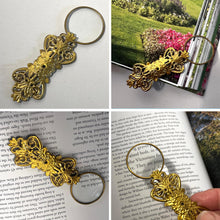 Load image into Gallery viewer, Handy Gold Magnifying Glass with leaf pattern, Elegant Handheld Magnifier for reading