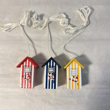 Load image into Gallery viewer, Set of 3 beach hut light pulls| Nautical Theme Wooden Beach Hut Cord Pull Light Pulls