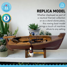 Load image into Gallery viewer, BROWN HULL MODEL ROWING BOAT | Sailing | Yacht | Boats | Models | Nautical Gift | Sailing Ornaments | Boat on Stand | 14cm (L) x 5cm (H) x 5.5cm (W)